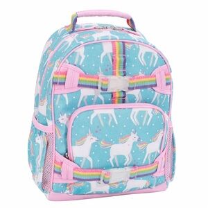 Pottery Barn Kids Rainbow Unicorn Backpack in Aqua and Pink